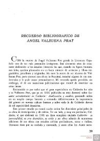 Recuerdo bibliográfico de Ángel Valbuena Prat / Francisco Javier Díez de Revenga | Biblioteca Virtual Miguel de Cervantes