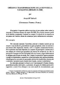 Orígens i transformacions de la senyoria a Catalunya (segles IX-XIII)  / Josep M.ª Salrach | Biblioteca Virtual Miguel de Cervantes