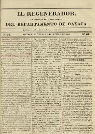 El Regenerador : Órgano Oficial del Gobierno del Estado de Oaxaca. Tomo VI, núm. 64, 30 de diciembre de1841 | Biblioteca Virtual Miguel de Cervantes