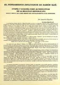 El pensamiento influyente de Ramón Sijé: utopía y ucronía como alternativas de la realidad republicana. Boceto inédito de R. Sijé: germen del autor sacramental de M. Hernández / Jesucristo Riquelme | Biblioteca Virtual Miguel de Cervantes