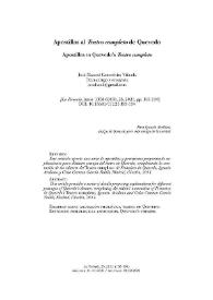 Apostillas al "Teatro completo" de Quevedo  / José Manuel Corredoira Viñuela | Biblioteca Virtual Miguel de Cervantes