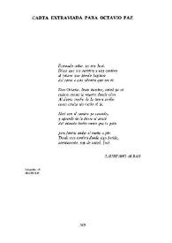 Carta extraviada para Octavio Paz  / Laureano Albán  | Biblioteca Virtual Miguel de Cervantes