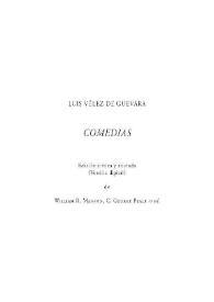 Prefacio a las Comedias de Luis Vélez de Guevara / William R. Manson, C. George Peale  | Biblioteca Virtual Miguel de Cervantes