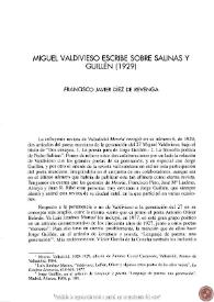 Miguel Valdivieso escribe sobre Salinas y Guillén (1929) / Francisco Javier Díez de Revenga | Biblioteca Virtual Miguel de Cervantes