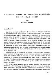 Estudios sobre el dialecto aragonés en la Edad Media / Por Manuel Alvar | Biblioteca Virtual Miguel de Cervantes
