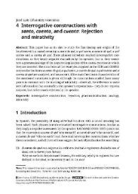  Interrogative constructions with "santo, cuento", and "cuenta": Rejection and mirativity / José Luis Cifuentes Honrubia | Biblioteca Virtual Miguel de Cervantes