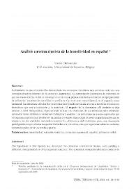 Análisis construccionista de la transitividad en español / Nicole Delbecque | Biblioteca Virtual Miguel de Cervantes