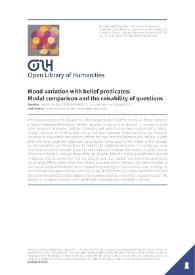Mood variation with belief predicates: Modal comparison and the raisability of questions / Alda Mari, Paul Portner | Biblioteca Virtual Miguel de Cervantes