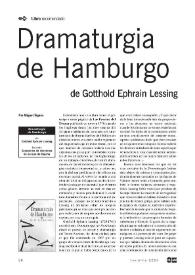 Dramaturgia de Hamburgo de Gotthold Ephrain Lessing / Por Miguel Signes | Biblioteca Virtual Miguel de Cervantes