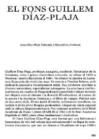 El Fons Guillem Díaz-Plaja / Marcelino Jiménez León i Ana Díaz-Plaja Taboada  | Biblioteca Virtual Miguel de Cervantes