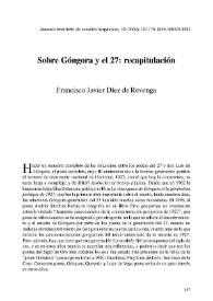Sobre Góngora y el 27: recapitulación  / Francisco Javier Díez de Revenga | Biblioteca Virtual Miguel de Cervantes