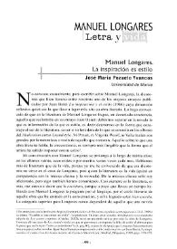 Manuel Longares. La inspiración es estilo | Biblioteca Virtual Miguel de Cervantes