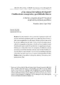 ¿Una concepción hartiana del deporte? Clarificaciones conceptuales y posibilidades futuras  / Francisco Javier López Frías  | Biblioteca Virtual Miguel de Cervantes