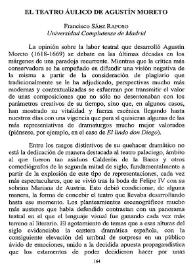 El teatro áulico de Agustín Moreto  / Francisco Sáez Raposo | Biblioteca Virtual Miguel de Cervantes