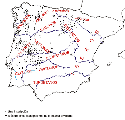Altares votivos dedicados a divinidades ind&iacute;genas en Hispania