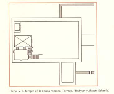 Plano IV. El templo en marooné maroonpoca romana. Terraza.