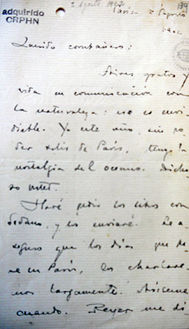 Carta de Rubén Darío a Manuel Ugarte. París, 2 de agosto de 1902 [f.1]